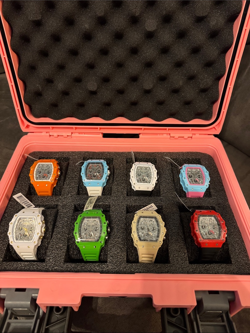 Invicta Coral Pink and White Branded Watch Case